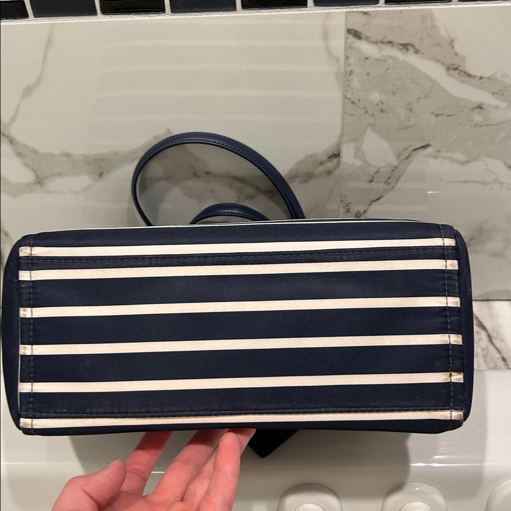 kate spade New York Navy and White Striped Satchel - Picture 3 of 6